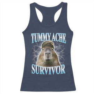 Tummy Ache Survivor Racerback Tank Top Funny Capybara Meme For Animal Lover TS12 Navy Print Your Wear