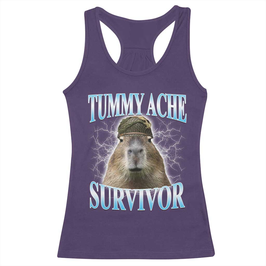 Tummy Ache Survivor Racerback Tank Top Funny Capybara Meme For Animal Lover TS12 Purple Print Your Wear