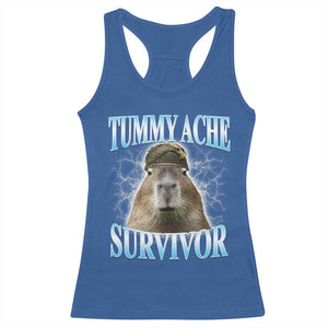 Tummy Ache Survivor Racerback Tank Top Funny Capybara Meme For Animal Lover TS12 Royal Blue Print Your Wear