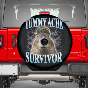 Tummy Ache Survivor Spare Tire Cover Funny Capybara Meme For Animal Lover TS12 Black Print Your Wear