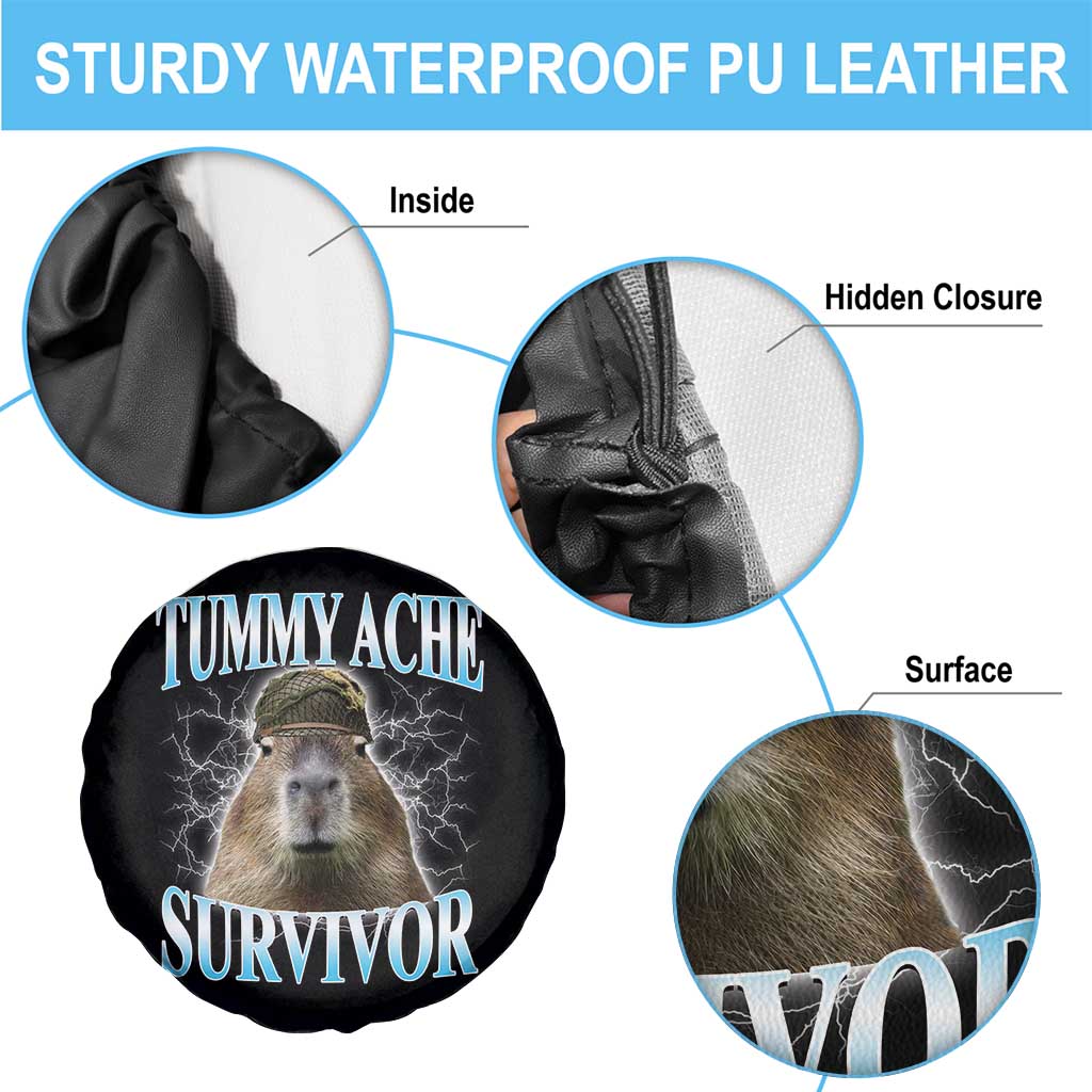 Tummy Ache Survivor Spare Tire Cover Funny Capybara Meme For Animal Lover TS12 Print Your Wear