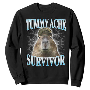 Tummy Ache Survivor Sweatshirt Funny Capybara Meme For Animal Lover TS12 Black Print Your Wear