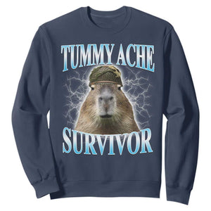 Tummy Ache Survivor Sweatshirt Funny Capybara Meme For Animal Lover TS12 Navy Print Your Wear