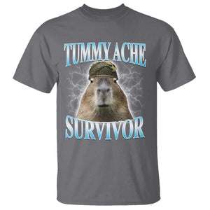 Tummy Ache Survivor T Shirt Funny Capybara Meme For Animal Lover TS12 Charcoal Print Your Wear
