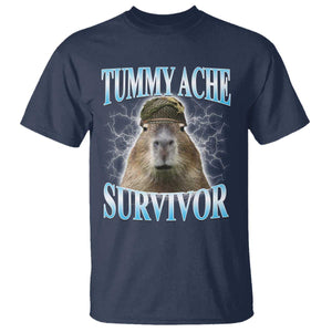 Tummy Ache Survivor T Shirt Funny Capybara Meme For Animal Lover TS12 Navy Print Your Wear