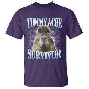 Tummy Ache Survivor T Shirt Funny Capybara Meme For Animal Lover TS12 Purple Print Your Wear