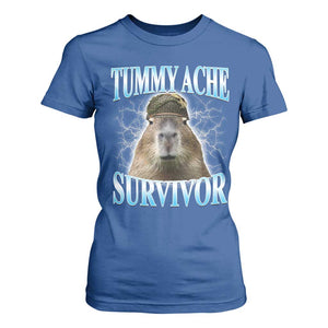 Tummy Ache Survivor T Shirt For Women Funny Capybara Meme For Animal Lover TS12 Royal Blue Print Your Wear