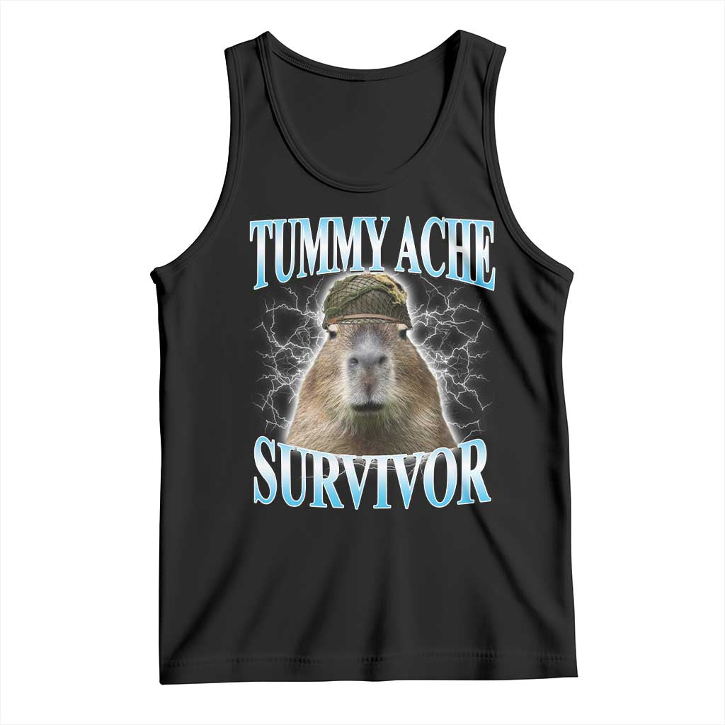 Tummy Ache Survivor Tank Top Funny Capybara Meme For Animal Lover TS12 Black Print Your Wear