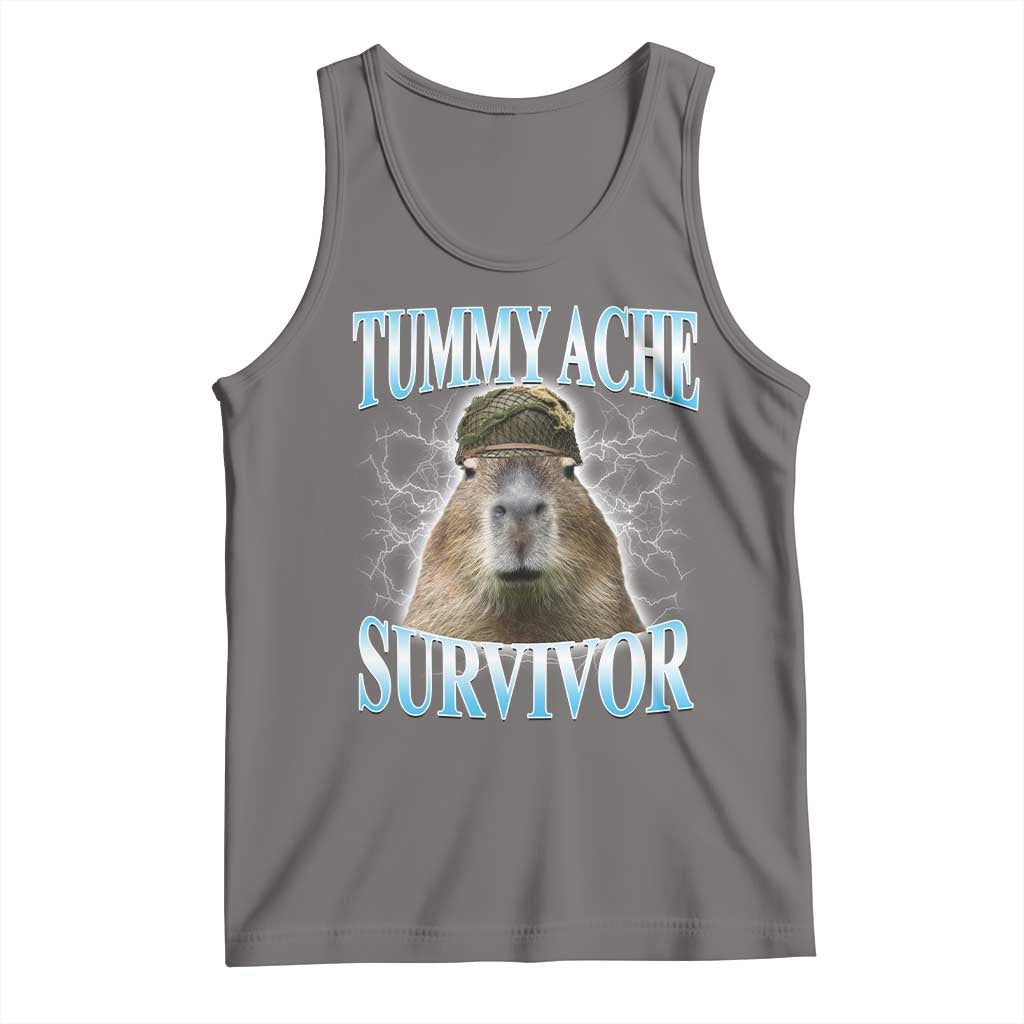 Tummy Ache Survivor Tank Top Funny Capybara Meme For Animal Lover TS12 Deep Heather Print Your Wear