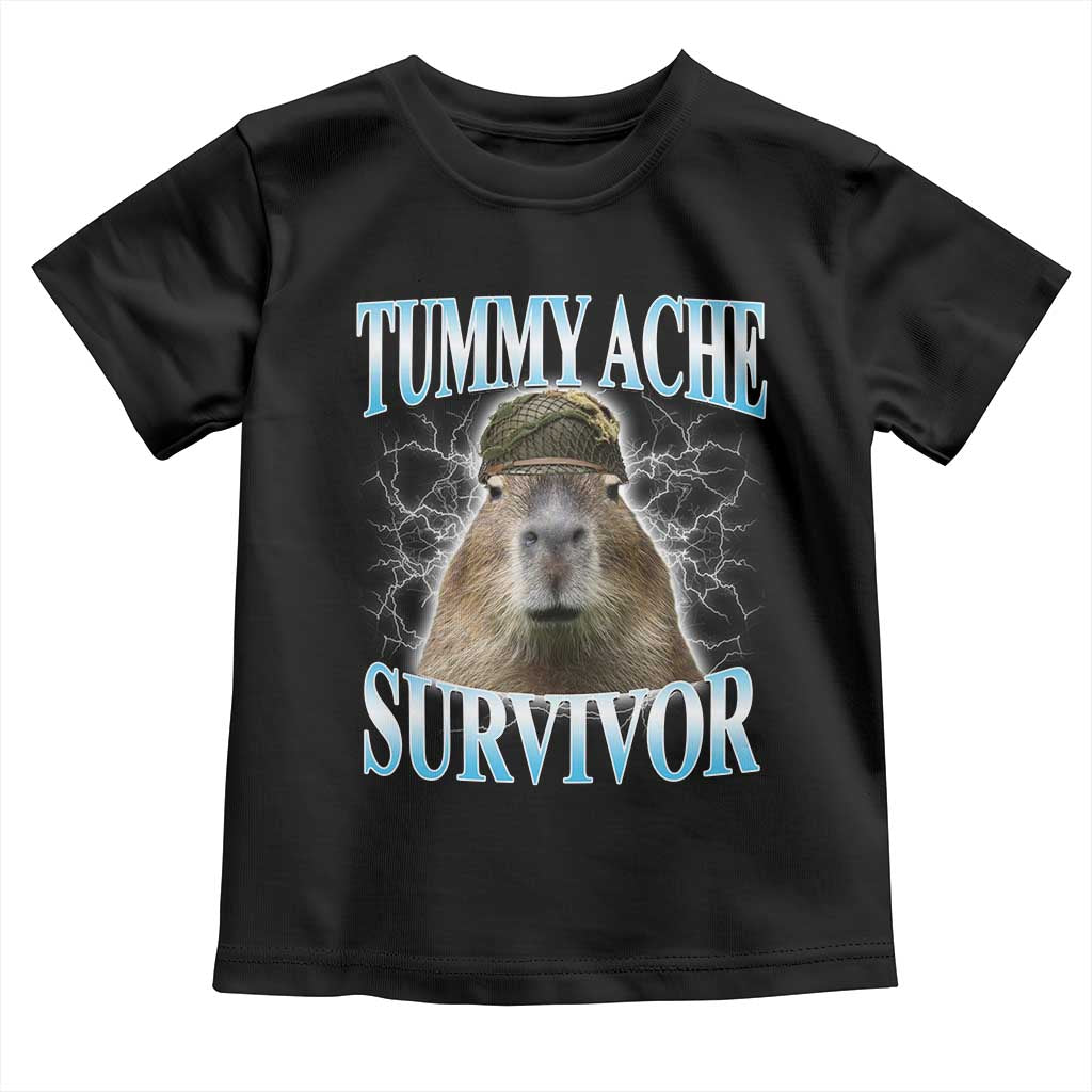 Tummy Ache Survivor Toddler T Shirt Funny Capybara Meme For Animal Lover TS12 Black Print Your Wear