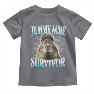 Tummy Ache Survivor Toddler T Shirt Funny Capybara Meme For Animal Lover TS12 Charcoal Print Your Wear