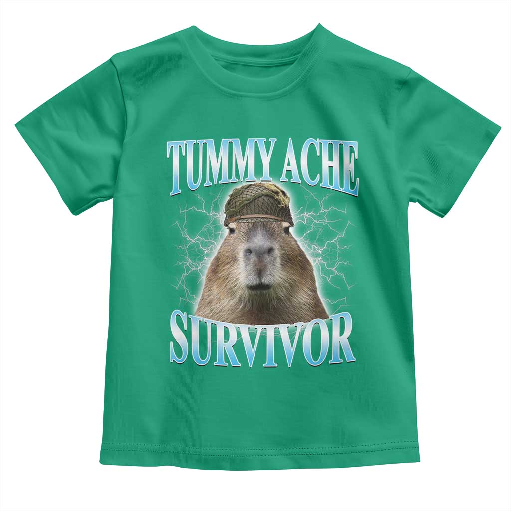 Tummy Ache Survivor Toddler T Shirt Funny Capybara Meme For Animal Lover TS12 Irish Green Print Your Wear