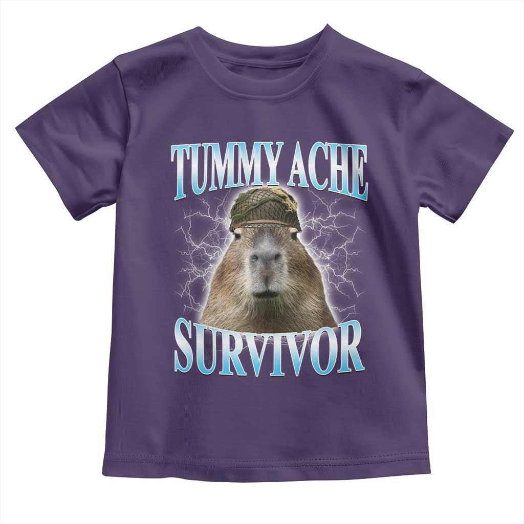 Tummy Ache Survivor Toddler T Shirt Funny Capybara Meme For Animal Lover TS12 Purple Print Your Wear