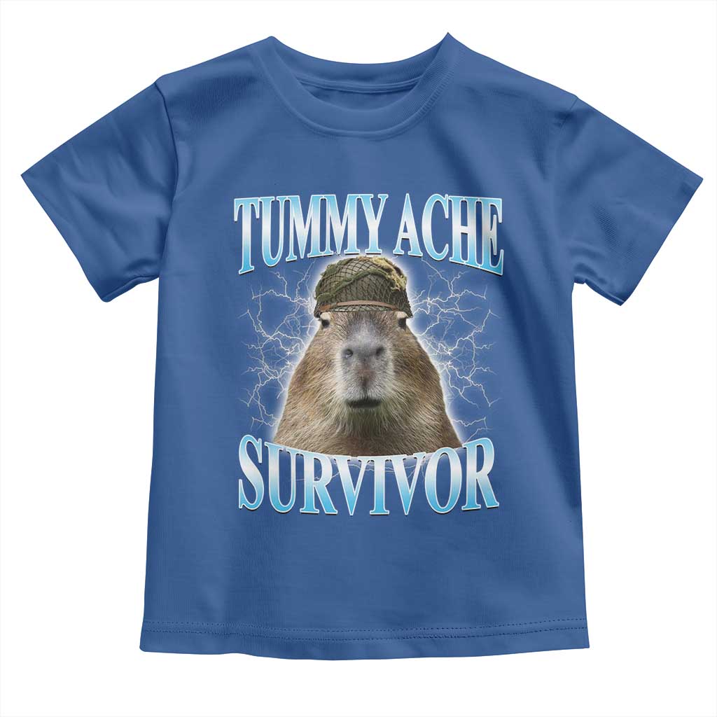 Tummy Ache Survivor Toddler T Shirt Funny Capybara Meme For Animal Lover TS12 Royal Blue Print Your Wear
