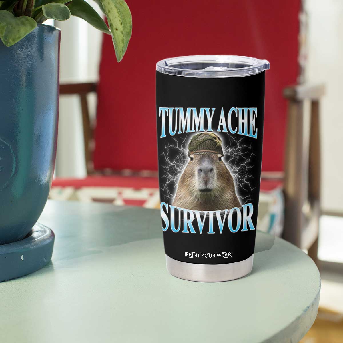 Tummy Ache Survivor Tumbler Cup Funny Capybara Meme For Animal Lover TS12 Print Your Wear