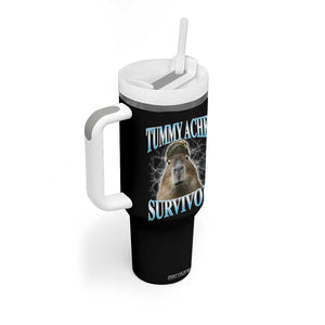 Tummy Ache Survivor Tumbler With Handle Funny Capybara Meme For Animal Lover TS12 Print Your Wear