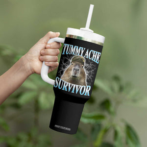 Tummy Ache Survivor Tumbler With Handle Funny Capybara Meme For Animal Lover TS12 Print Your Wear