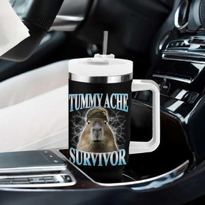 Tummy Ache Survivor Tumbler With Handle Funny Capybara Meme For Animal Lover TS12 Print Your Wear