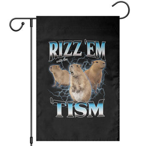 Autism Capybara Garden Flag Funny Rizz Em With The Tism TS12 Black Print Your Wear