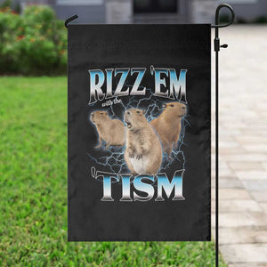 Autism Capybara Garden Flag Funny Rizz Em With The Tism TS12 Print Your Wear