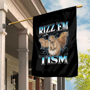 Autism Capybara Garden Flag Funny Rizz Em With The Tism TS12 Print Your Wear