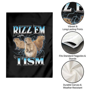 Autism Capybara Garden Flag Funny Rizz Em With The Tism TS12 Print Your Wear