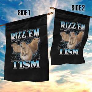 Autism Capybara Garden Flag Funny Rizz Em With The Tism TS12 Print Your Wear