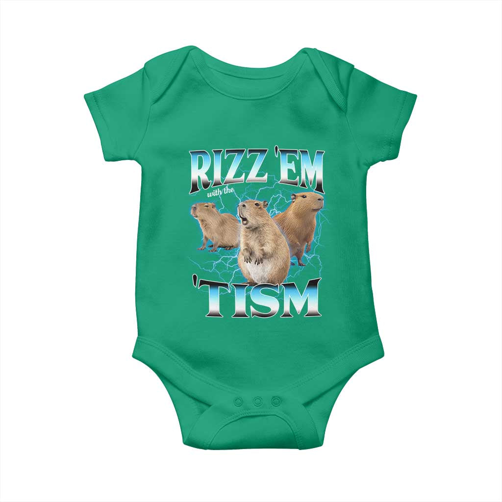 Autism Capybara Baby Onesie Funny Rizz Em With The Tism TS12 Irish Green Print Your Wear