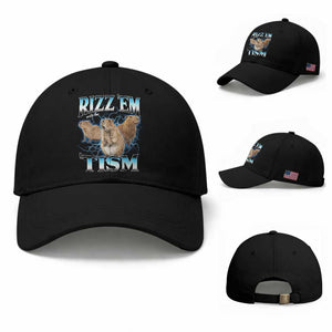 Autism Capybara Baseball Cap Funny Rizz Em With The Tism TS12 Baseball Cap Universal Fit Black Print Your Wear