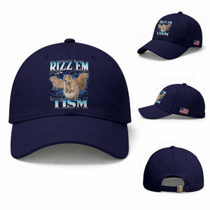Autism Capybara Baseball Cap Funny Rizz Em With The Tism TS12 Baseball Cap Universal Fit Dark Blue Print Your Wear