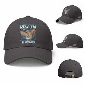 Autism Capybara Baseball Cap Funny Rizz Em With The Tism TS12 Baseball Cap Universal Fit Dark Gray Print Your Wear