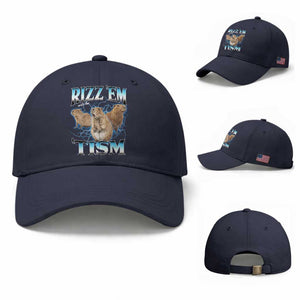 Autism Capybara Baseball Cap Funny Rizz Em With The Tism TS12 Baseball Cap Universal Fit Navy Print Your Wear