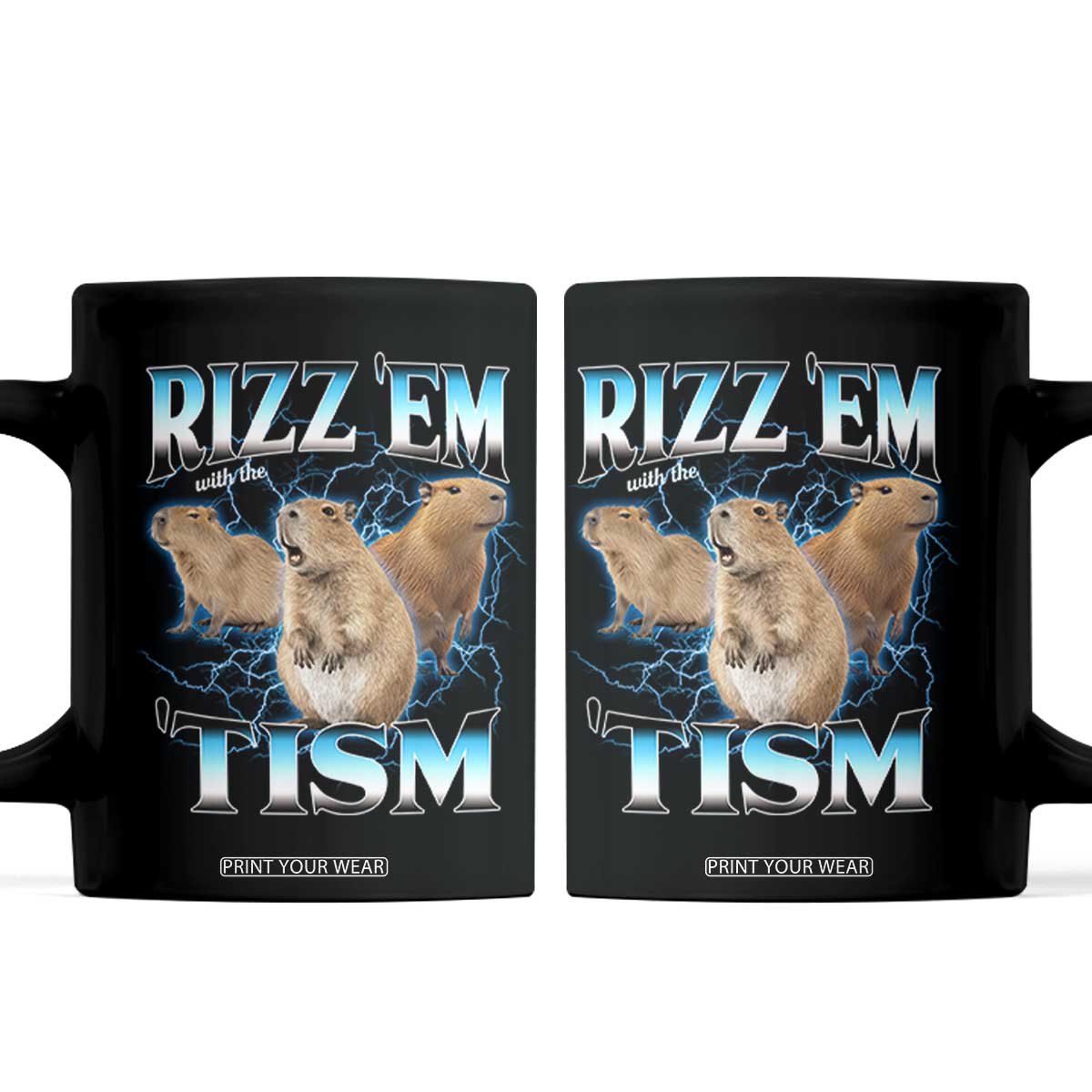 Autism Capybara Coffee Mug Funny Rizz Em With The Tism TS12 Black Print Your Wear