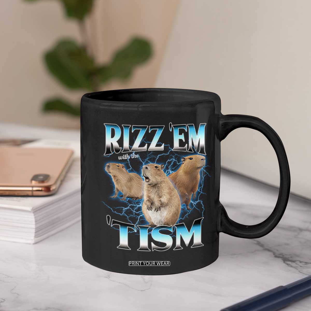 Autism Capybara Coffee Mug Funny Rizz Em With The Tism TS12 Print Your Wear