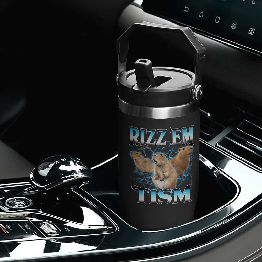 Autism Capybara Flip Straw Tumbler Funny Rizz Em With The Tism TS12 Print Your Wear