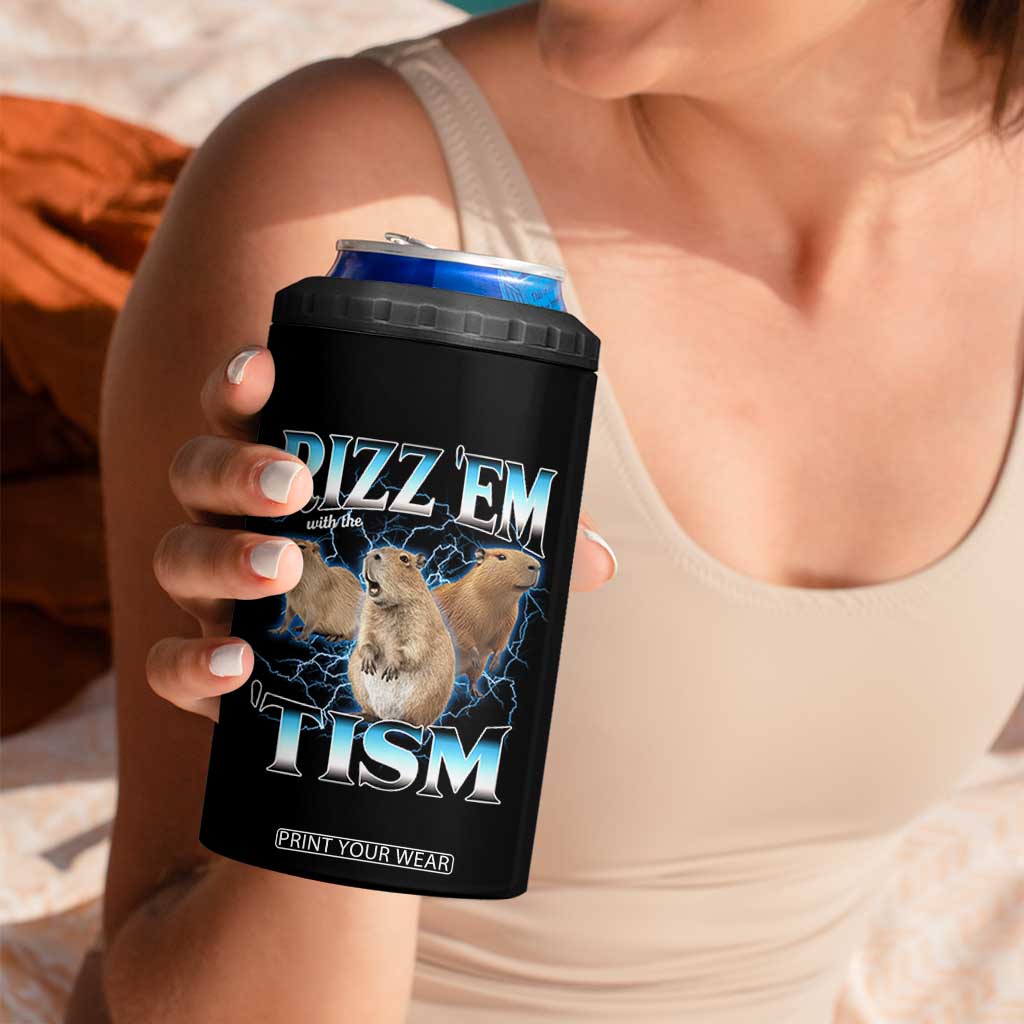 Autism Capybara 4 in 1 Can Cooler Tumbler Funny Rizz Em With The Tism TS12 Print Your Wear