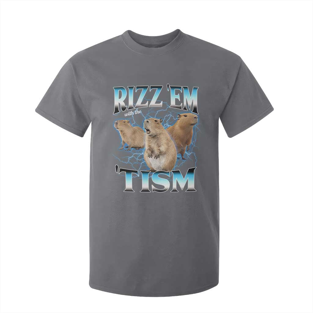 Autism Capybara T Shirt For Kid Funny Rizz Em With The Tism TS12 Charcoal Print Your Wear