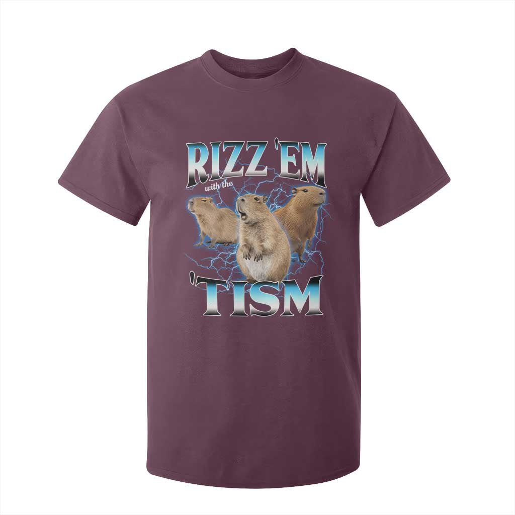Autism Capybara T Shirt For Kid Funny Rizz Em With The Tism TS12 Maroon Print Your Wear