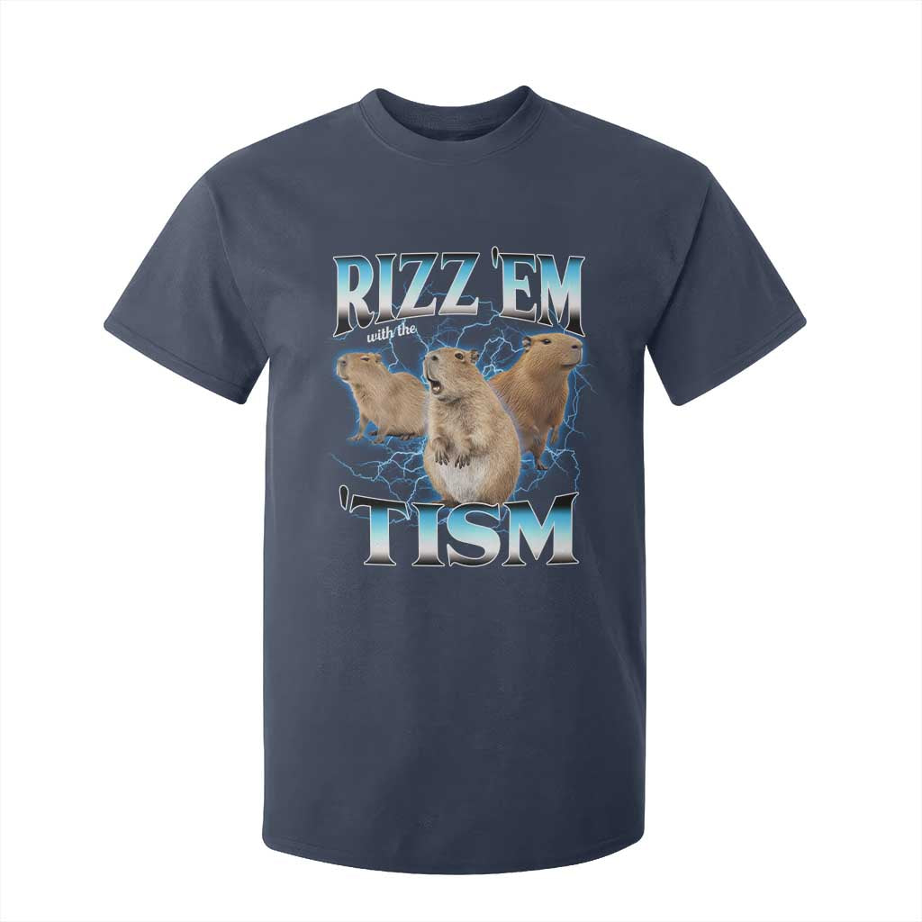 Autism Capybara T Shirt For Kid Funny Rizz Em With The Tism TS12 Navy Print Your Wear