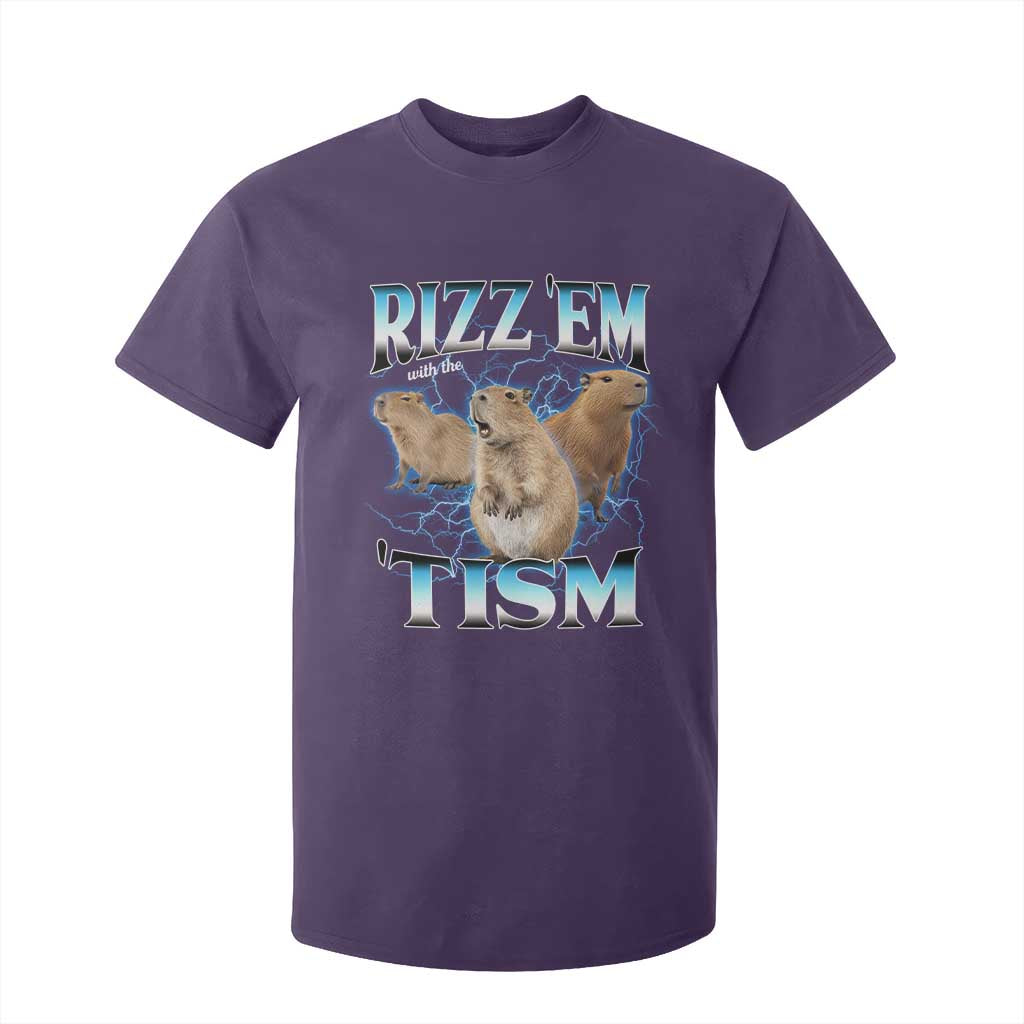 Autism Capybara T Shirt For Kid Funny Rizz Em With The Tism TS12 Purple Print Your Wear