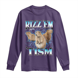 Autism Capybara Long Sleeve Shirt Funny Rizz Em With The Tism TS12 Purple Print Your Wear