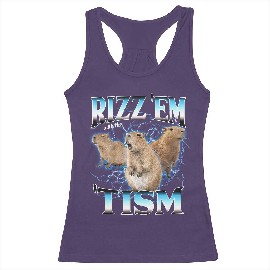 Autism Capybara Racerback Tank Top Funny Rizz Em With The Tism TS12 Purple Print Your Wear