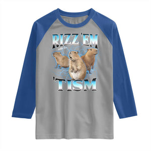 Autism Capybara Raglan Shirt Funny Rizz Em With The Tism TS12 Sport Gray Royal Print Your Wear
