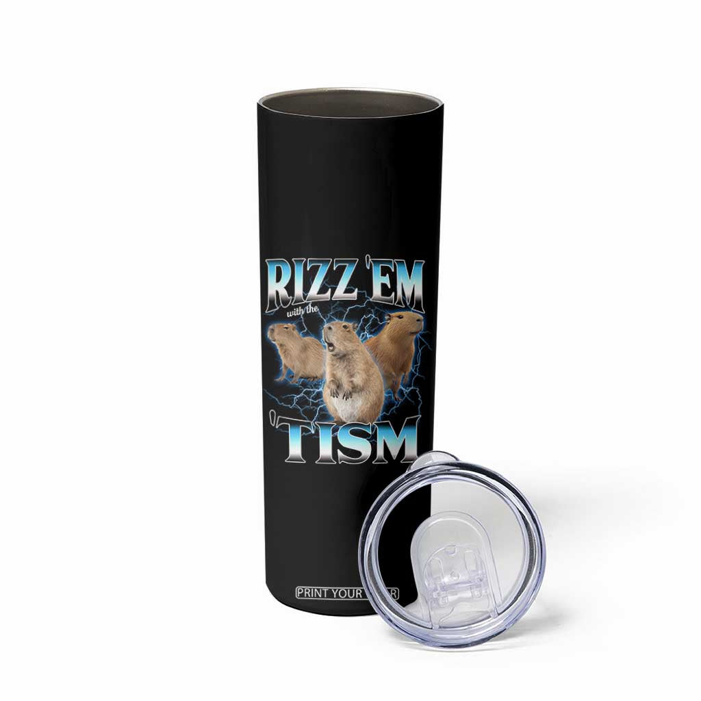 Autism Capybara Skinny Tumbler Funny Rizz Em With The Tism TS12 Print Your Wear
