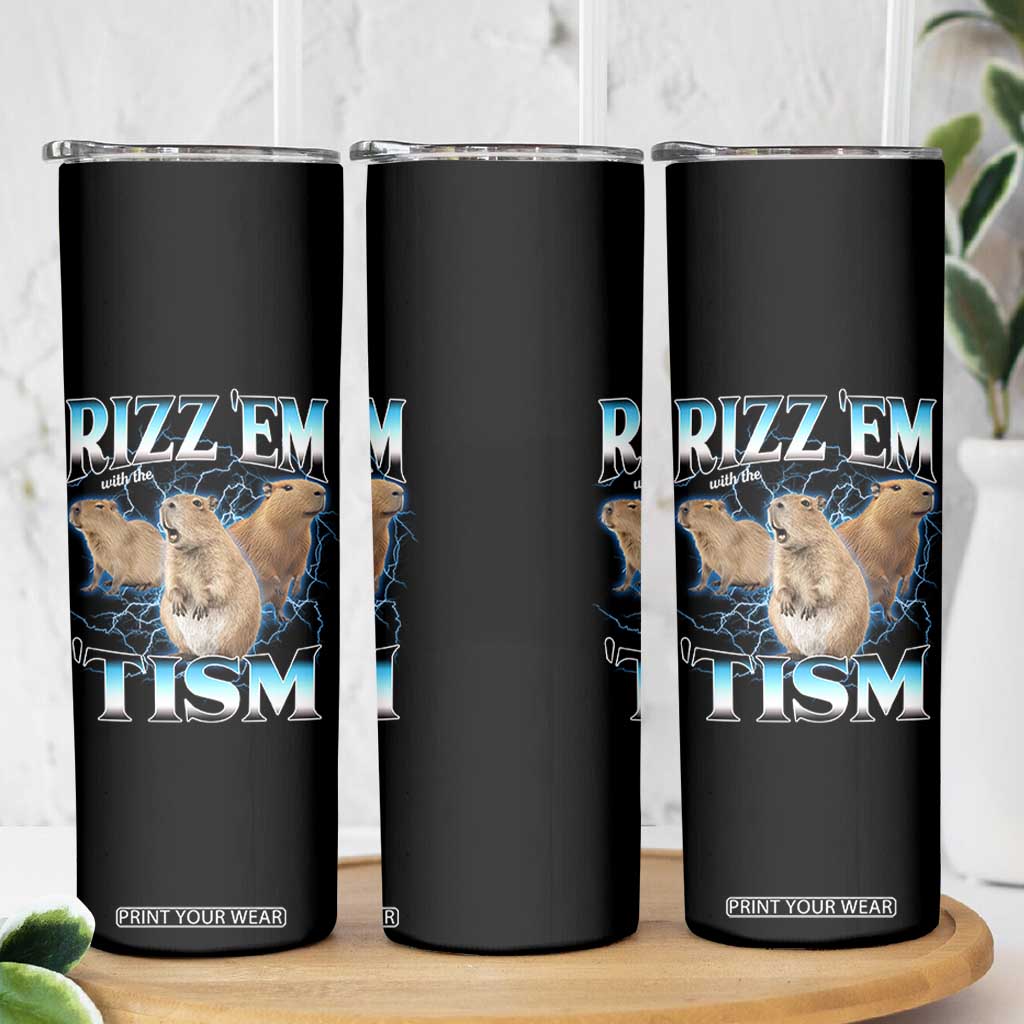 Autism Capybara Skinny Tumbler Funny Rizz Em With The Tism TS12 Print Your Wear