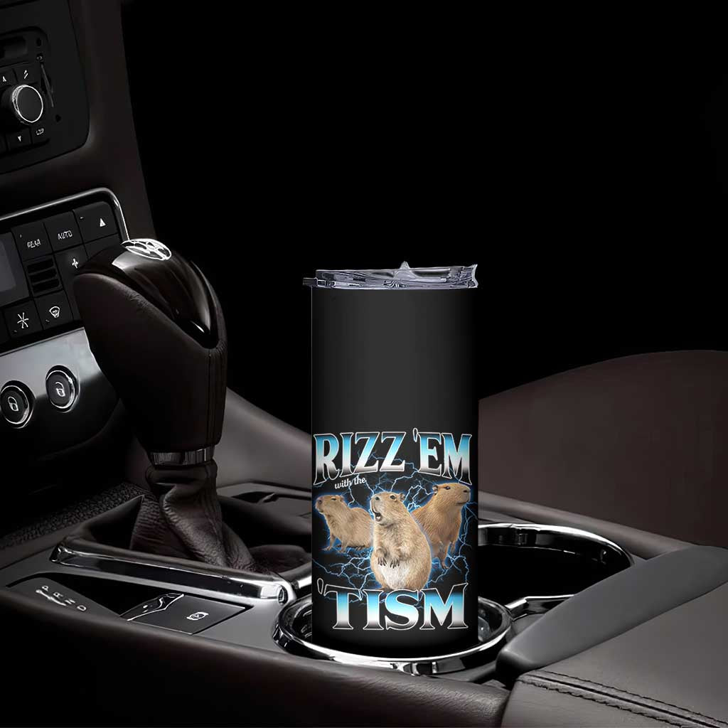 Autism Capybara Skinny Tumbler Funny Rizz Em With The Tism TS12 Print Your Wear