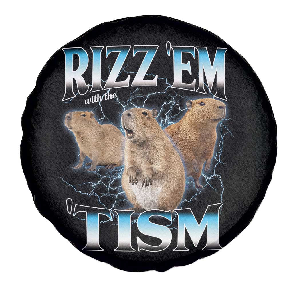 Autism Capybara Spare Tire Cover Funny Rizz Em With The Tism TS12 Print Your Wear