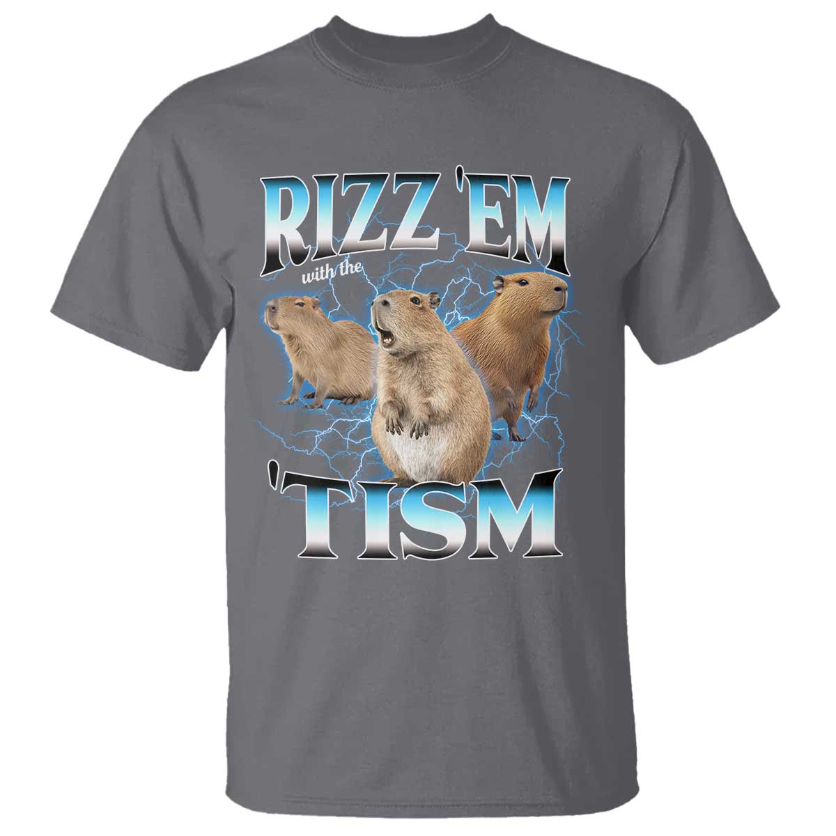 Autism Capybara T Shirt Funny Rizz Em With The Tism TS12 Charcoal Print Your Wear