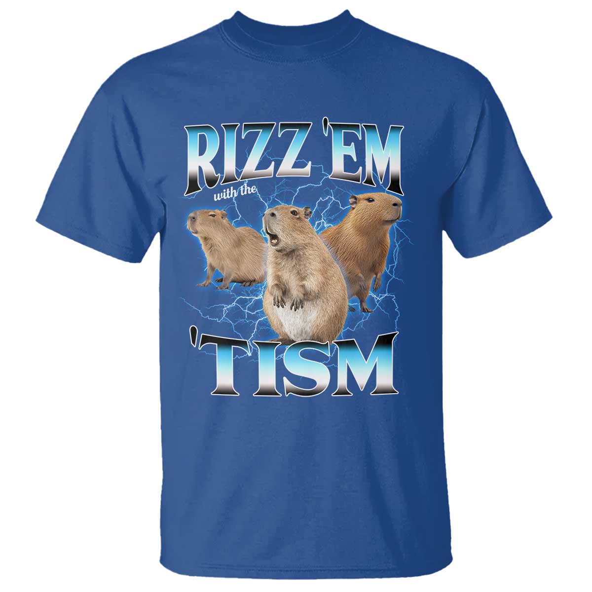 Autism Capybara T Shirt Funny Rizz Em With The Tism TS12 Royal Blue Print Your Wear
