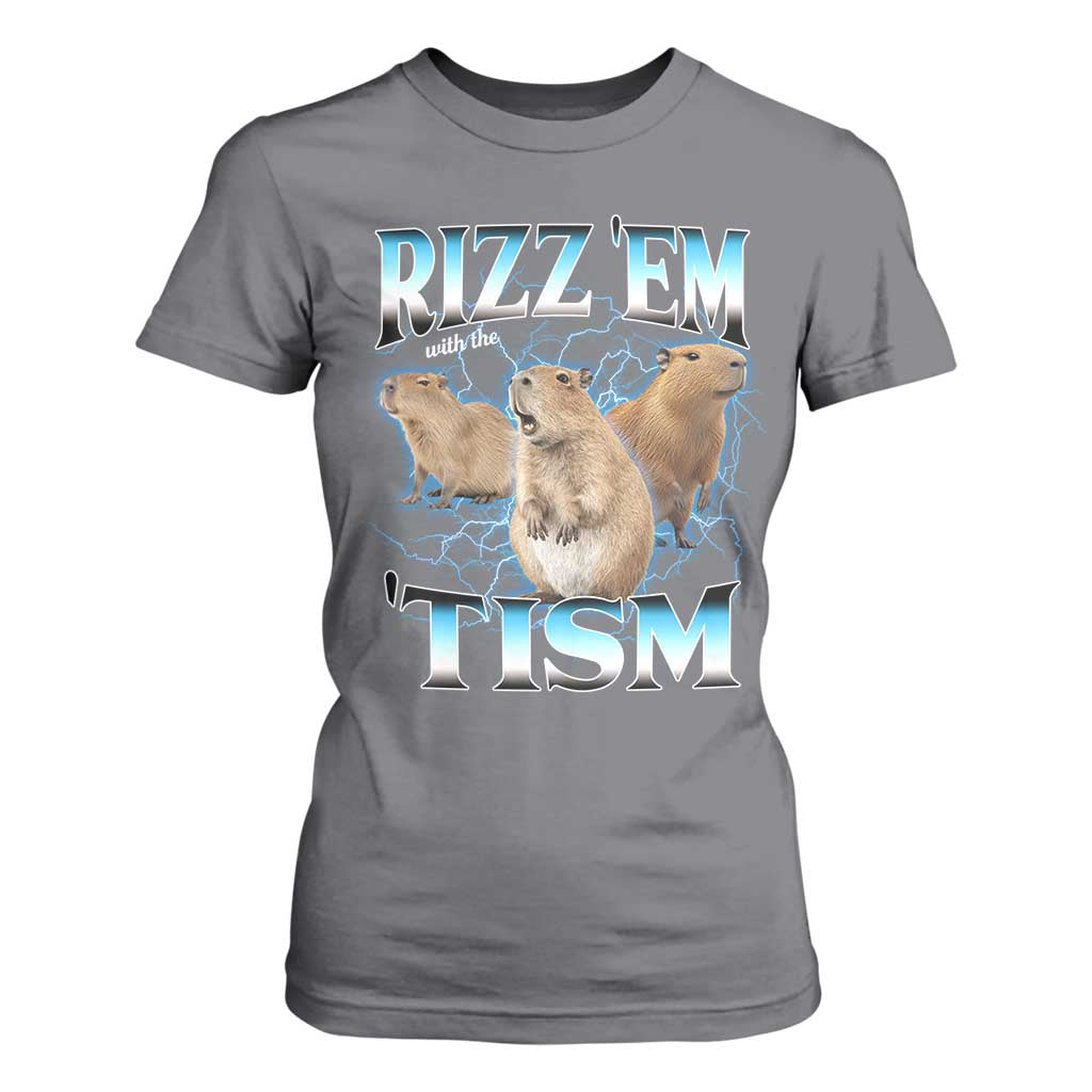 Autism Capybara T Shirt For Women Funny Rizz Em With The Tism TS12 Charcoal Print Your Wear
